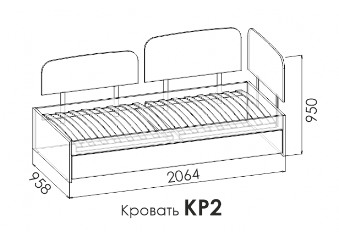 Односпальная кровать с дополнительным местом